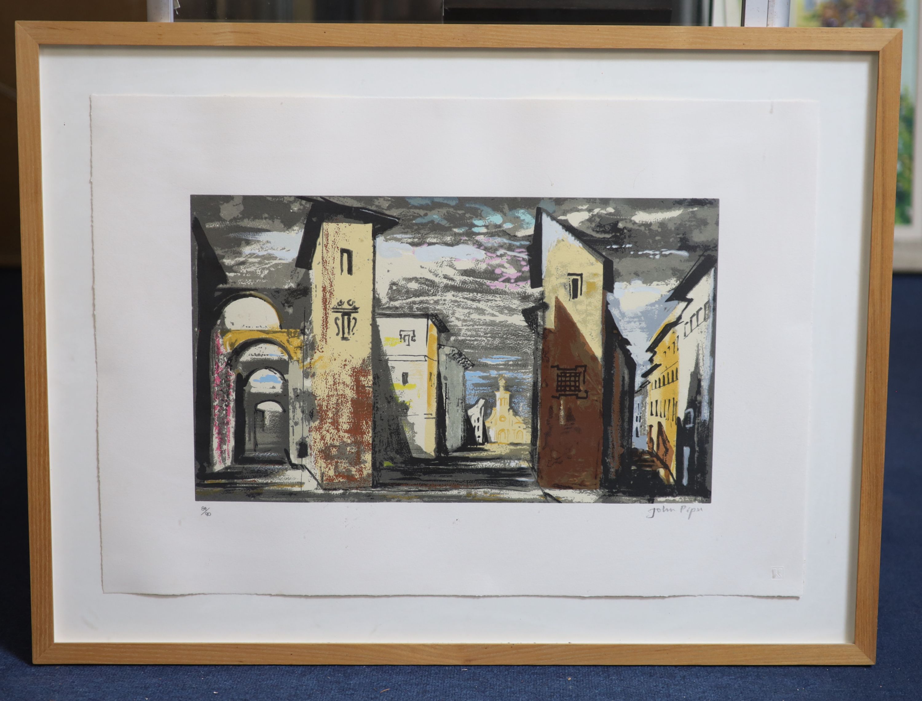 John Piper (1903-1992), Street scene in Don Giovanni, screenprint, 29 x 49cm